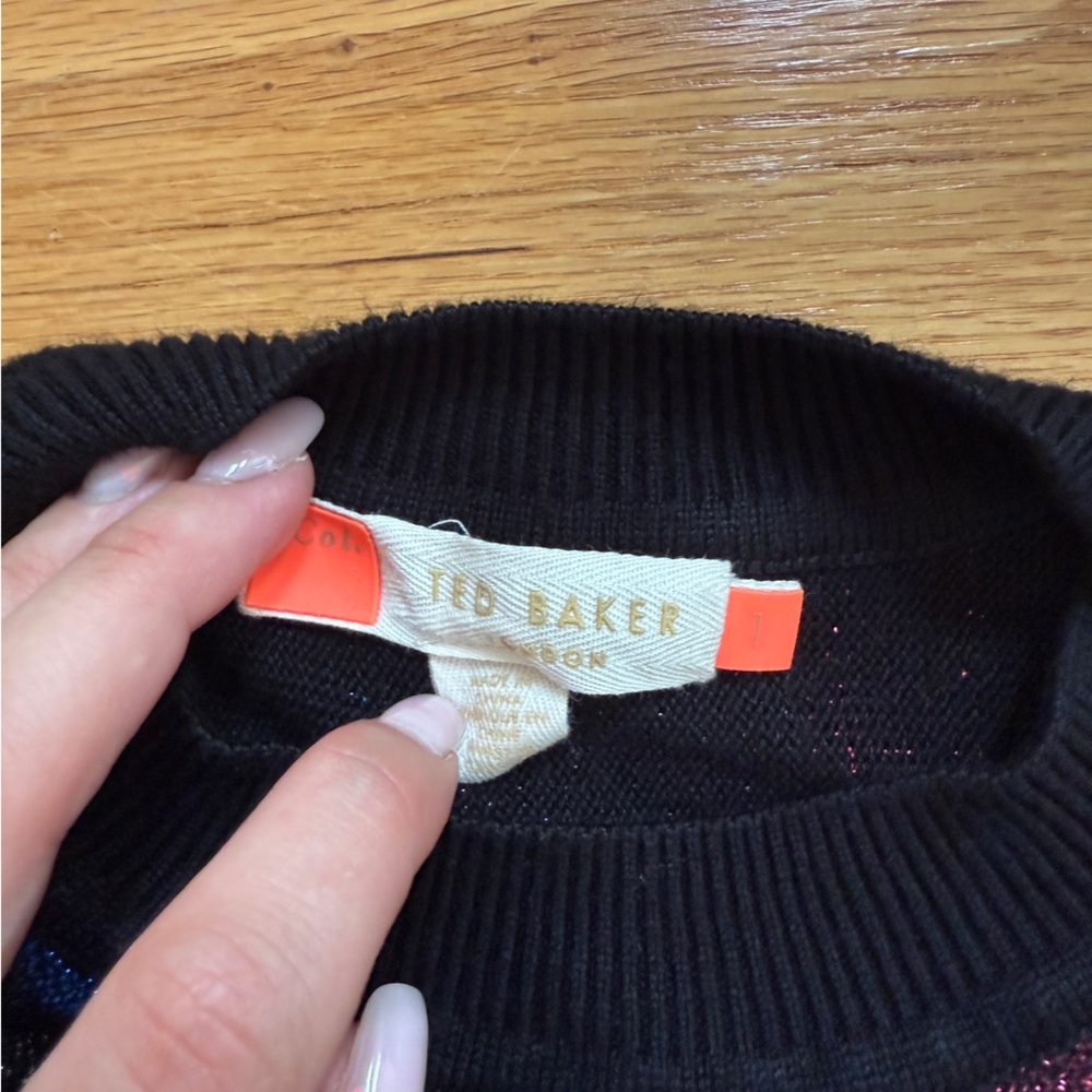 Ted Baker  shimmer Striped Glitter Dress - Picture 7 of 7